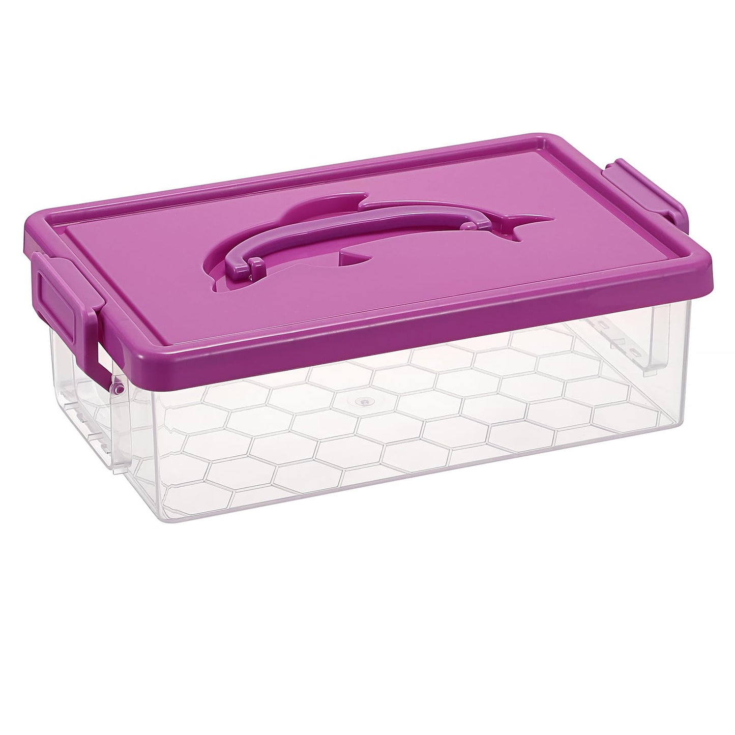 BTSKY 1-Pack Clear Small Plastic Storage Box with Lid - 9″x5.5″x2.8″, Pink