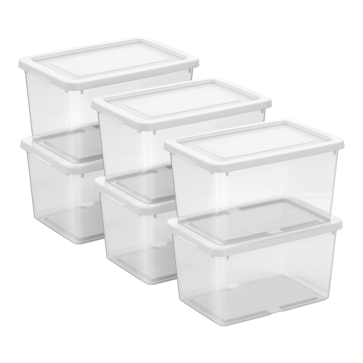 Sterilite Storage Boxes, Stackable Clear Plastic Bins, 6 Quart, 12-Pack
