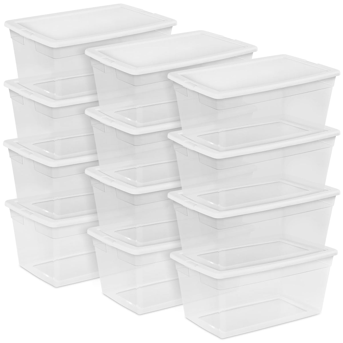 Sterilite Storage Boxes, Stackable Clear Plastic Bins, 6 Quart, 12-Pack