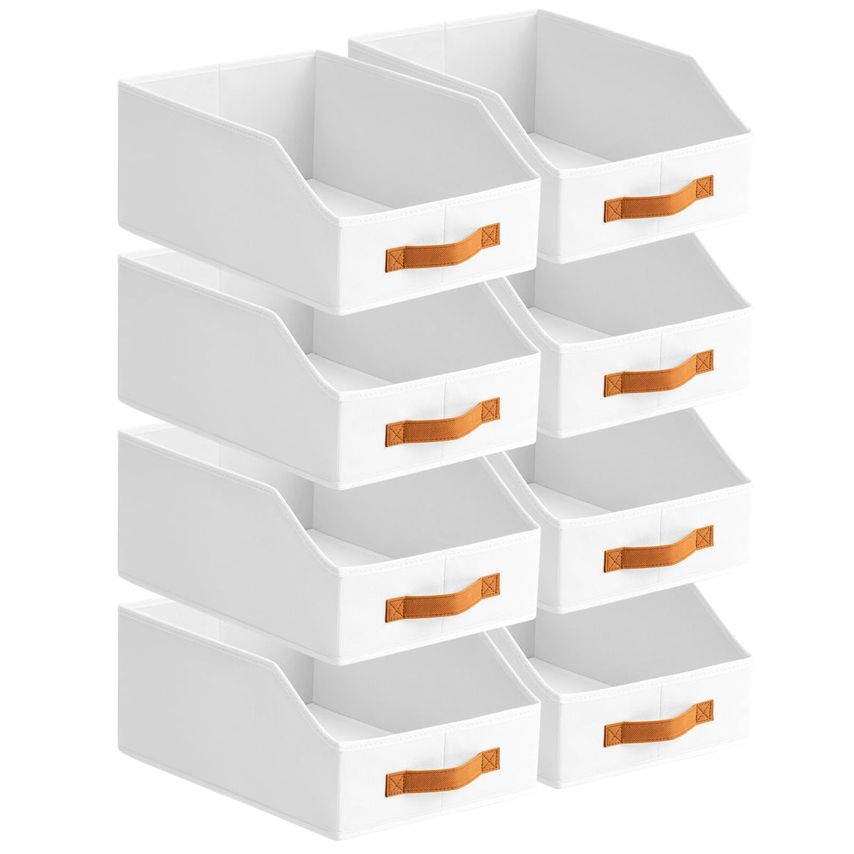 Homsorout Fabric Storage Bins for Organizing - 6 Pack Large Trapezoid Collapsible Storage Bins with Front Handle, Closet Organizers and Storage for Bedroom, Home Shelves, Small Spaces, Beige