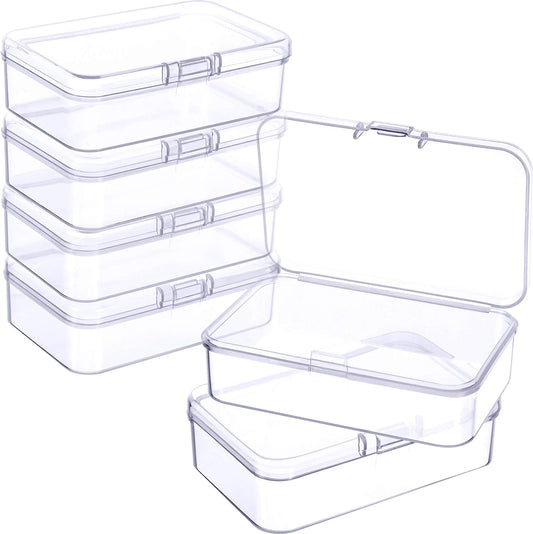 Jetec 6 Pieces Small Clear Plastic Storage Box, 3.3 x 2.1 x 1 Inch
