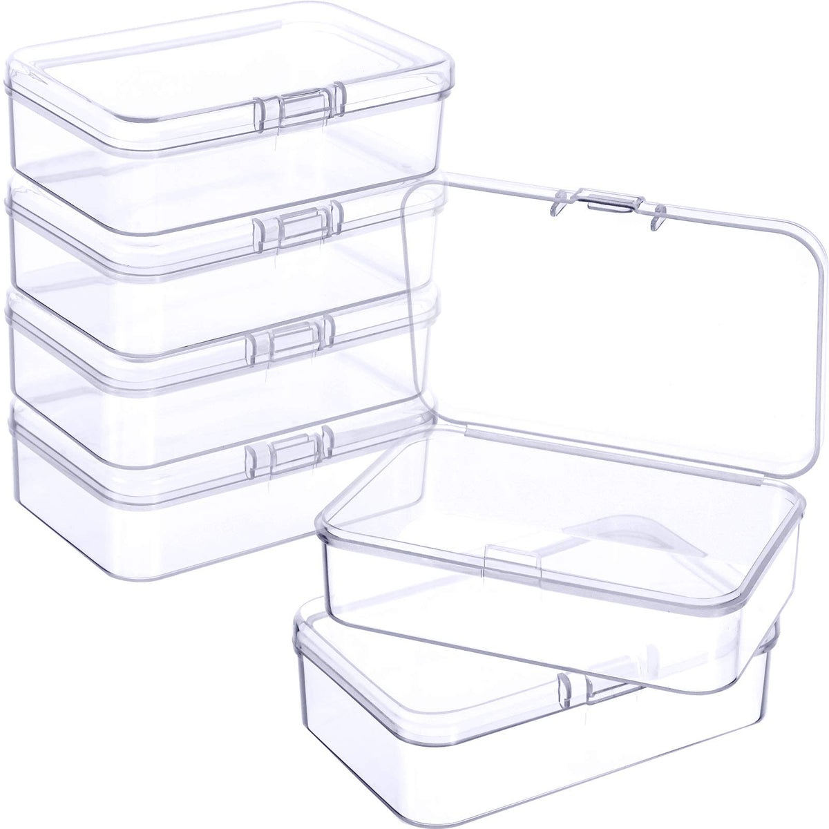 Jetec 6 Pieces Small Clear Plastic Storage Box, 3.3 x 2.1 x 1 Inch