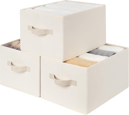 StorageWorks Closet Storage Bins, Beige, 3-Pack, Large