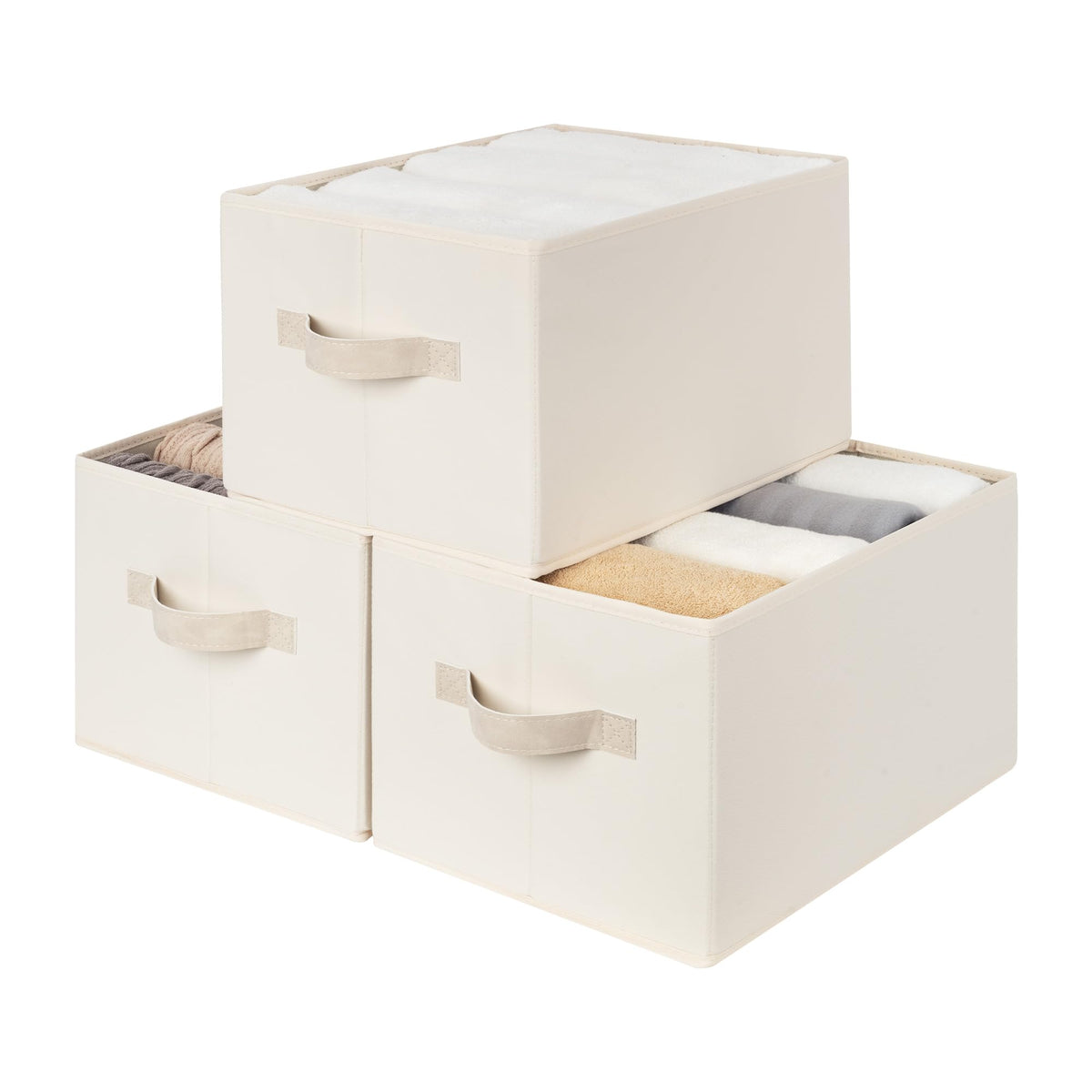 StorageWorks Closet Storage Bins, Beige, 3-Pack, Large