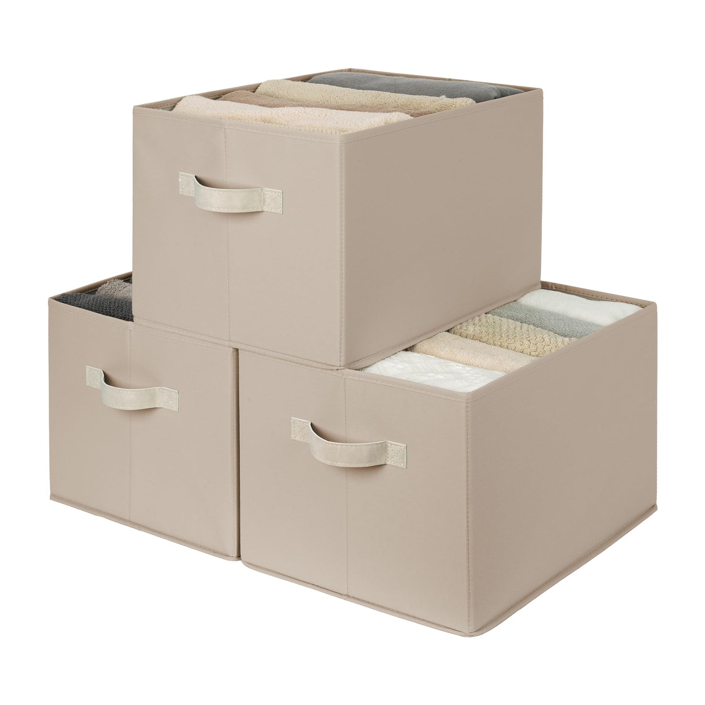 StorageWorks Closet Storage Bins, Beige, 3-Pack, Large