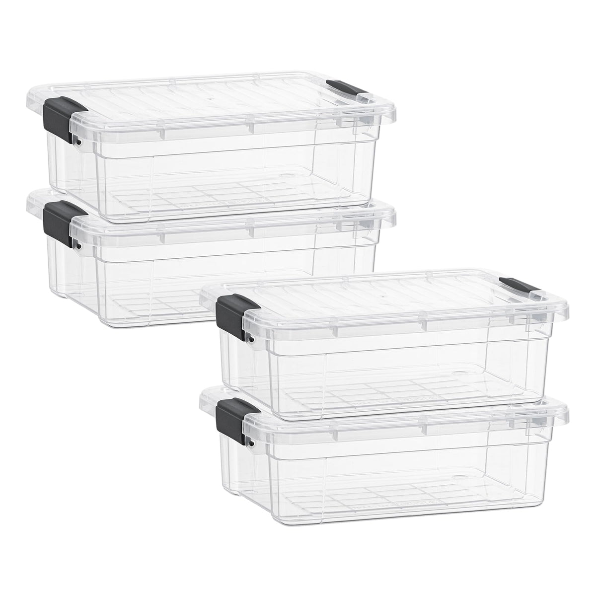 Superio Clear Plastic Storage Bins with Lid, 4.5 Quart Box, Organizing Containers, Stackable Plastic Tote for Home, Garage, Dorm, School, and Office
