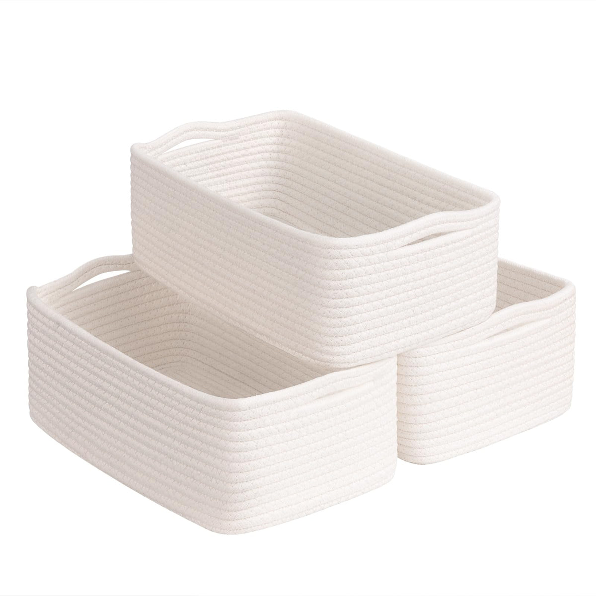 Goodpick 3Pack Rope Storage Baskets for Shelves Organizing, 11 x 7 x 4.5 in