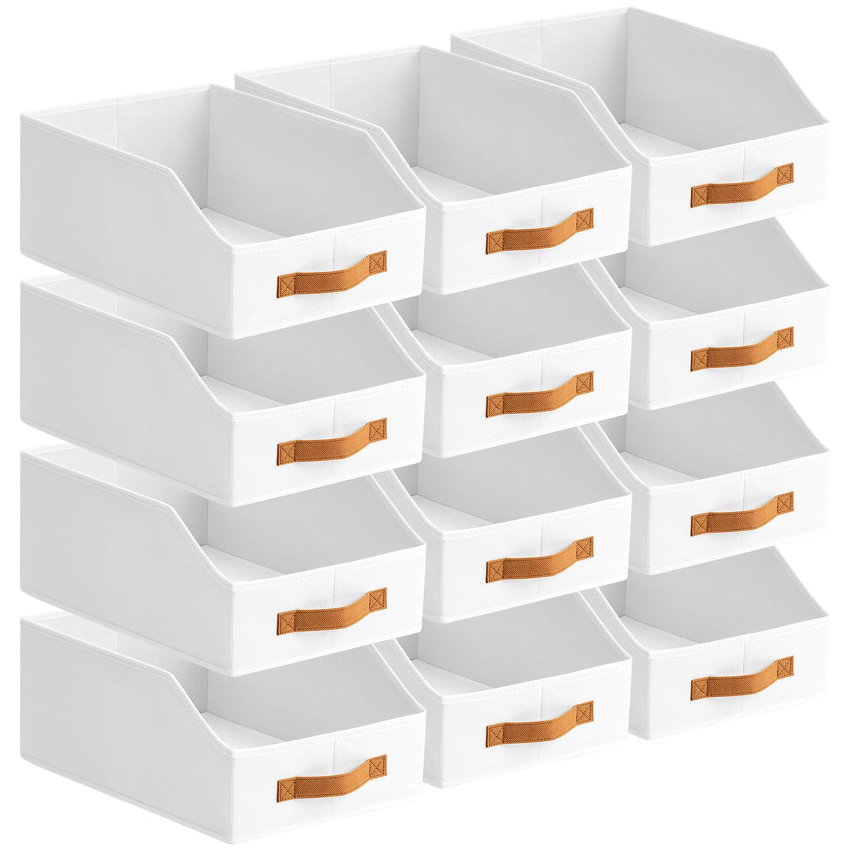 Homsorout Fabric Storage Bins for Organizing - 6 Pack Large Trapezoid Collapsible Storage Bins with Front Handle, Closet Organizers and Storage for Bedroom, Home Shelves, Small Spaces, Beige