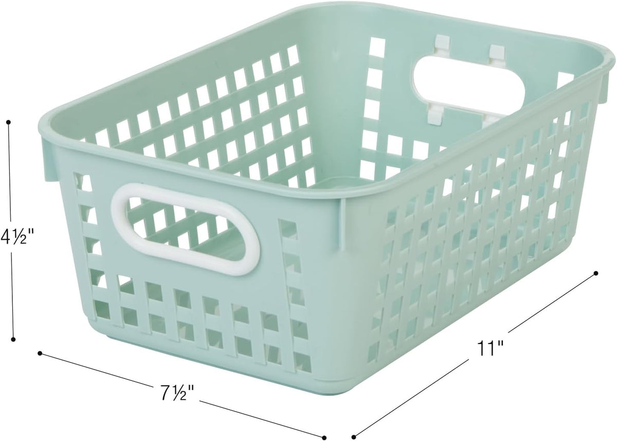 Really Good Stuff Medium Plastic Book Baskets, 11" by 7.5" by 4.5", 6-Pack
