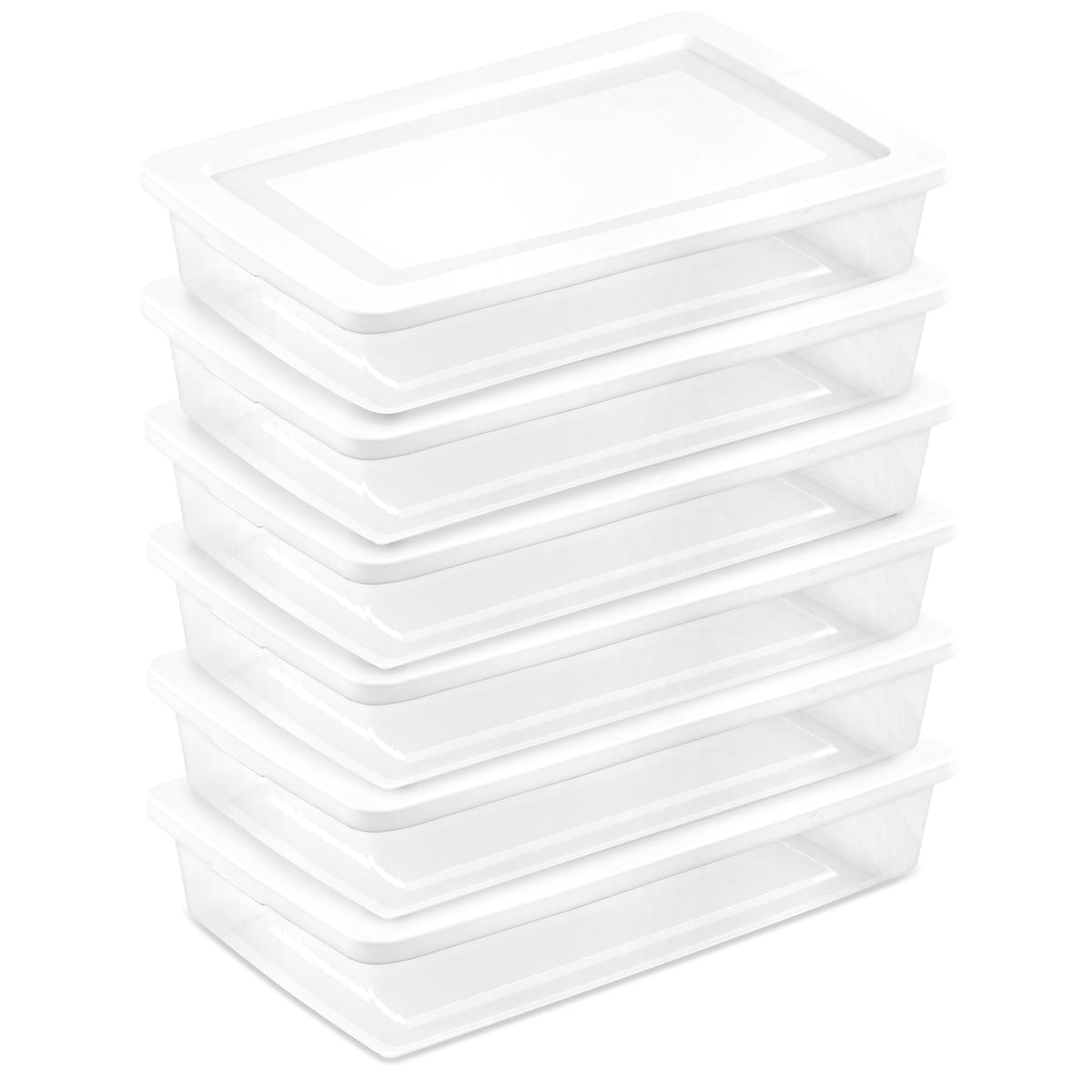 Sterilite Storage Boxes, Stackable Clear Plastic Bins, 6 Quart, 12-Pack