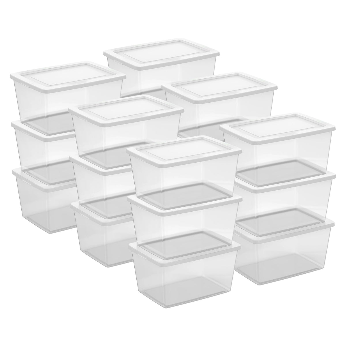 Sterilite Storage Boxes, Stackable Clear Plastic Bins, 6 Quart, 12-Pack