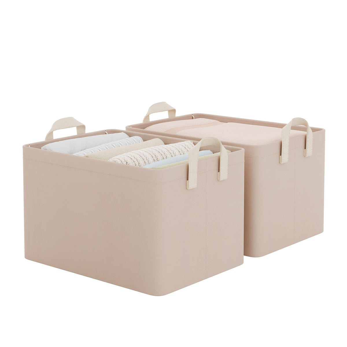StorageWorks Fabric Storage Bins, Khaki and Beige Stripes, 2-Pack