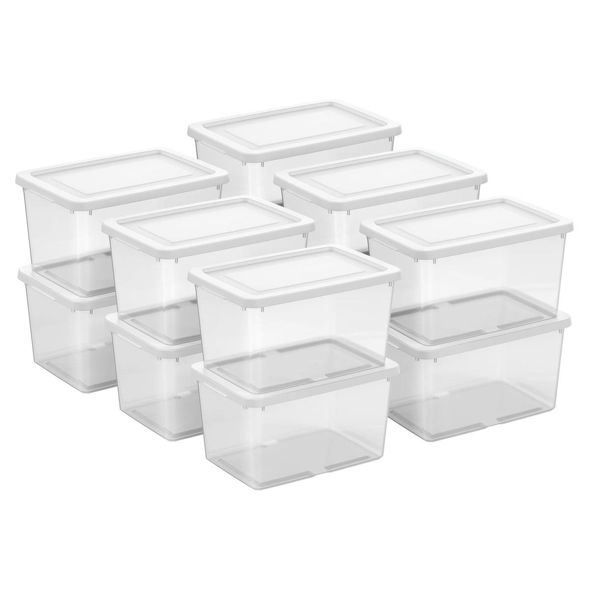 Sterilite Storage Boxes, Stackable Clear Plastic Bins, 6 Quart, 12-Pack