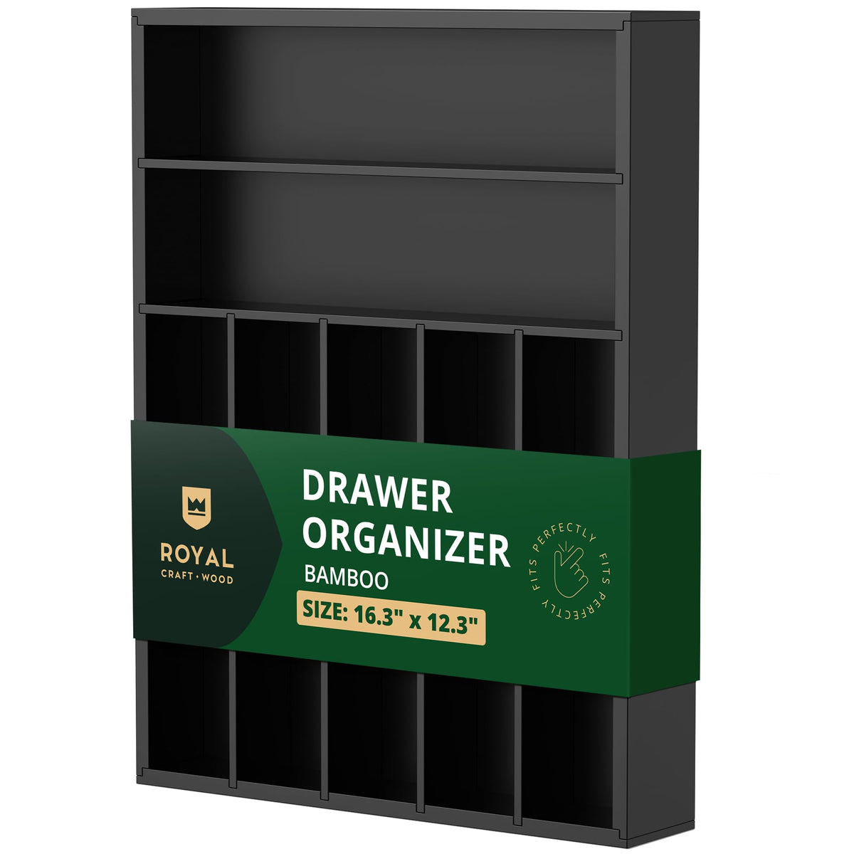 ROYAL CRAFT WOOD Luxury Bamboo Kitchen Drawer Organizer - Silverware Organizer, Utensil Holder & Cutlery Tray Drawer Dividers for Flatware (9 Slot, Natural)
