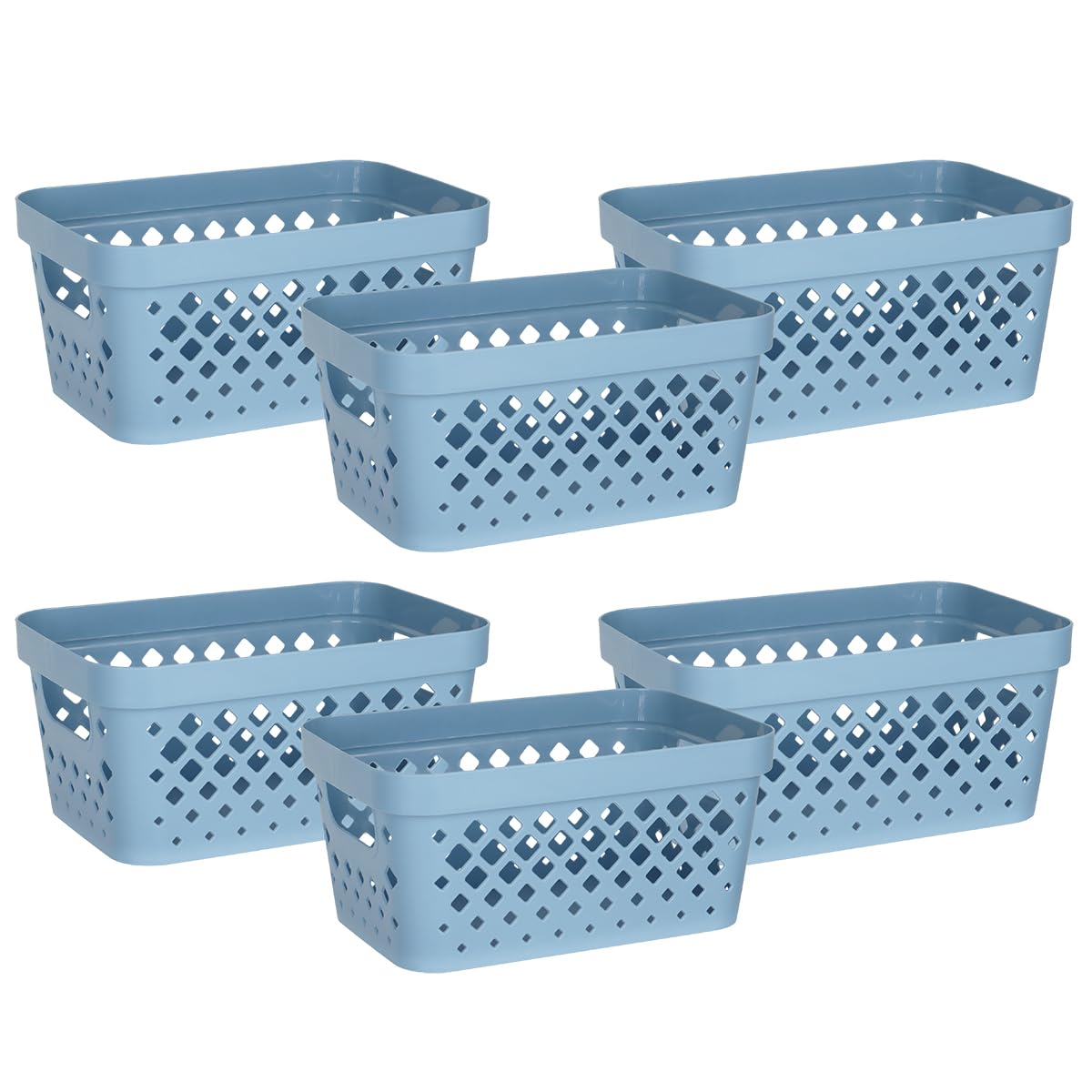 Glad Plastic Baskets for Organizing, Set of 6 | Pantry Storage for Under Counter, Linen Closet, and Bathroom | Nesting Shelf Bins with Handles, 1 Gallon, Sage