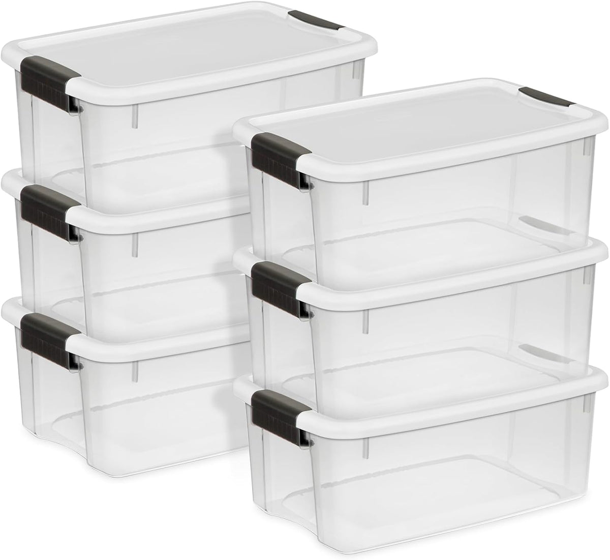 Sterilite Ultra Latch Box with Lids for Home and Office, 18 Quart, 6-Pack
