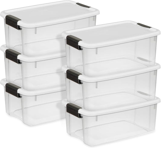 Sterilite Ultra Latch Box with Lids for Home and Office, 18 Quart, 6-Pack