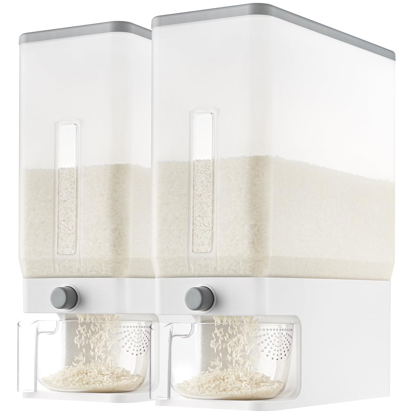 Lifewit Rice Dispenser 25 Lbs, Airtight Storage with Measuring Cup, Grey