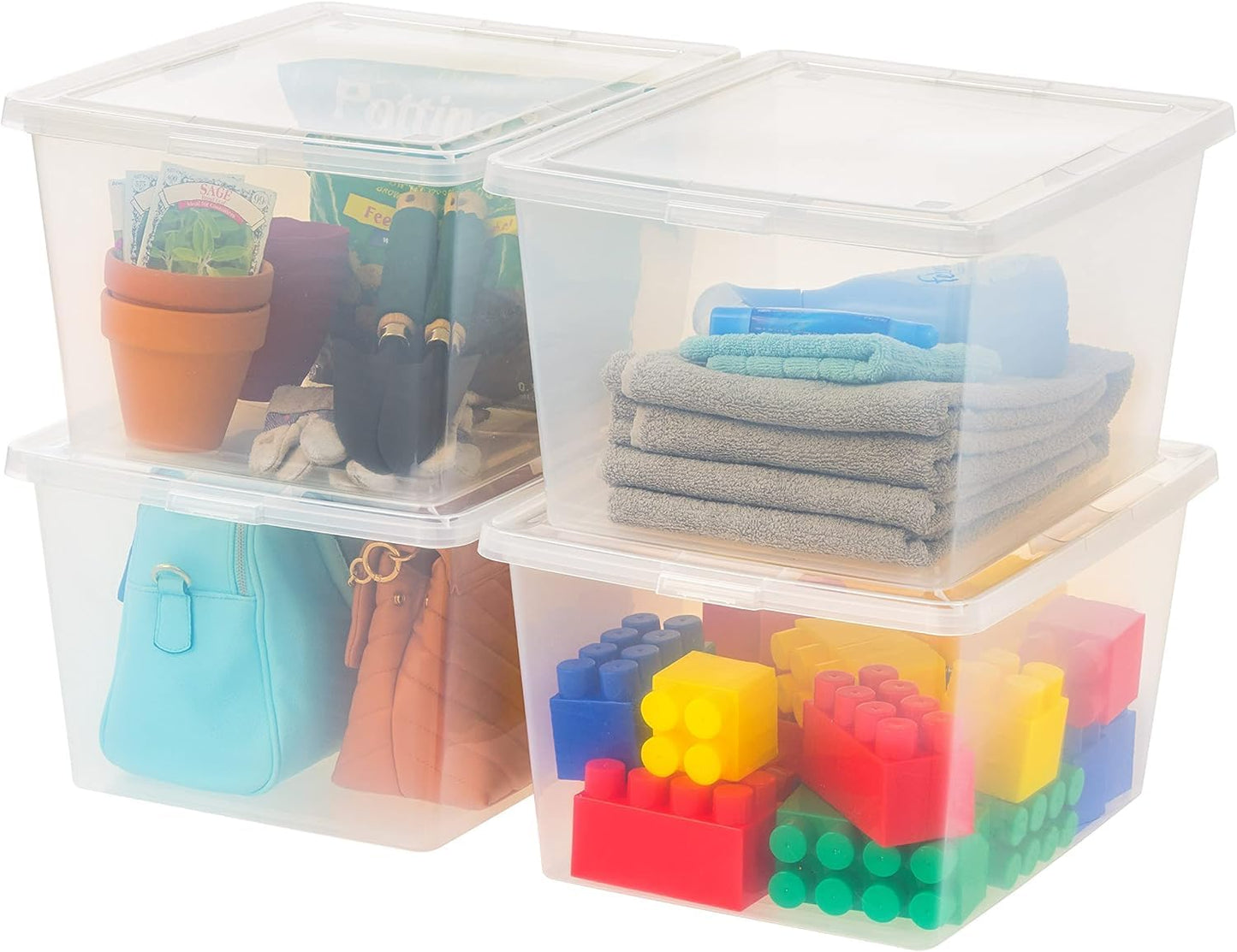 IRIS USA 12-Pack 7 Qt Storage Bins with Lids, Clear, Stackable