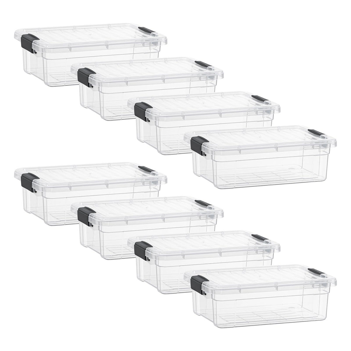 Superio Clear Plastic Storage Bins with Lid, 4.5 Quart Box, Organizing Containers, Stackable Plastic Tote for Home, Garage, Dorm, School, and Office