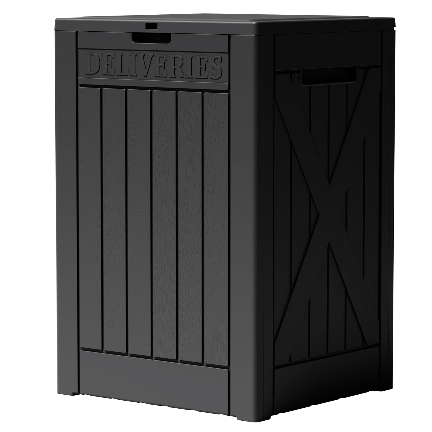 Greesum Outdoor Storage Box 31 Gallon Storage Box with Lid for Patio Furniture, Garden Tools, Pool Supplies, Waterproof and UV Resistant, Lockable, Dark Black
