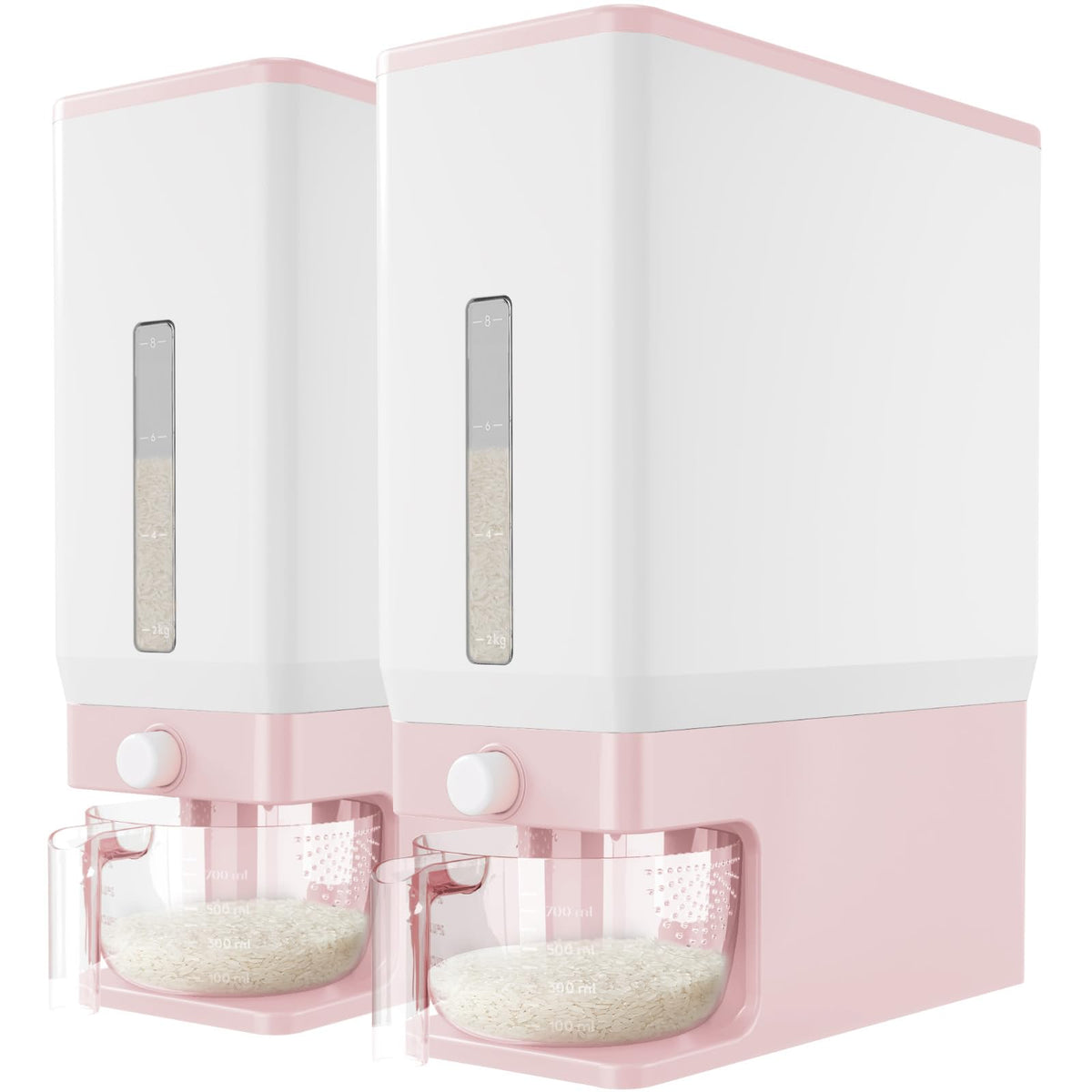Lifewit Rice Dispenser 25 Lbs, Airtight Storage with Measuring Cup, Grey