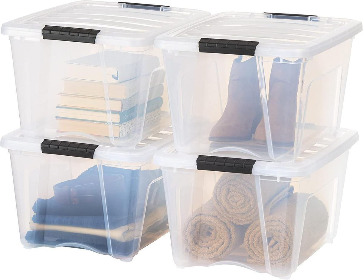 IRIS USA 4-Pack 13 Quart Storage Bins with Lids, Clear