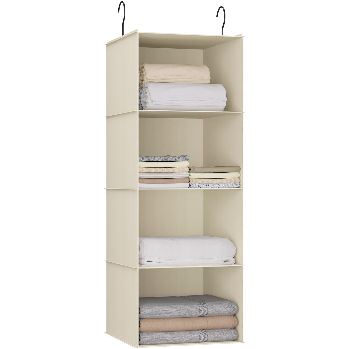 Hanging Closet Organizer 3-Shelf, Oxford Fabric Wardrobe Storage, Gray