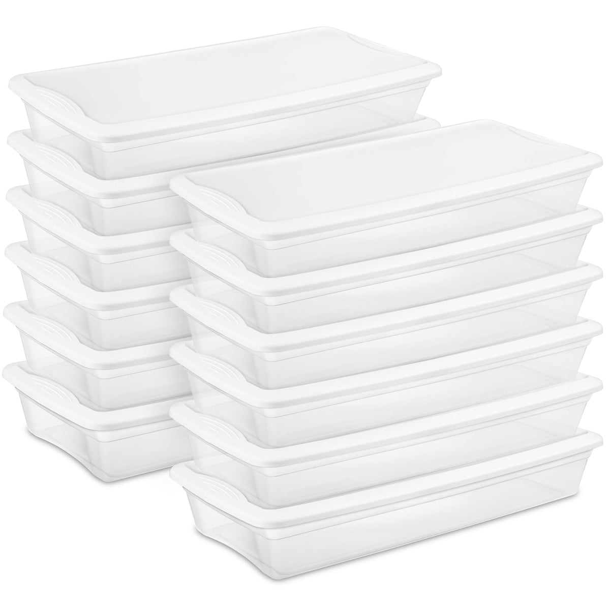 Sterilite Storage Boxes, Stackable Clear Plastic Bins, 6 Quart, 12-Pack