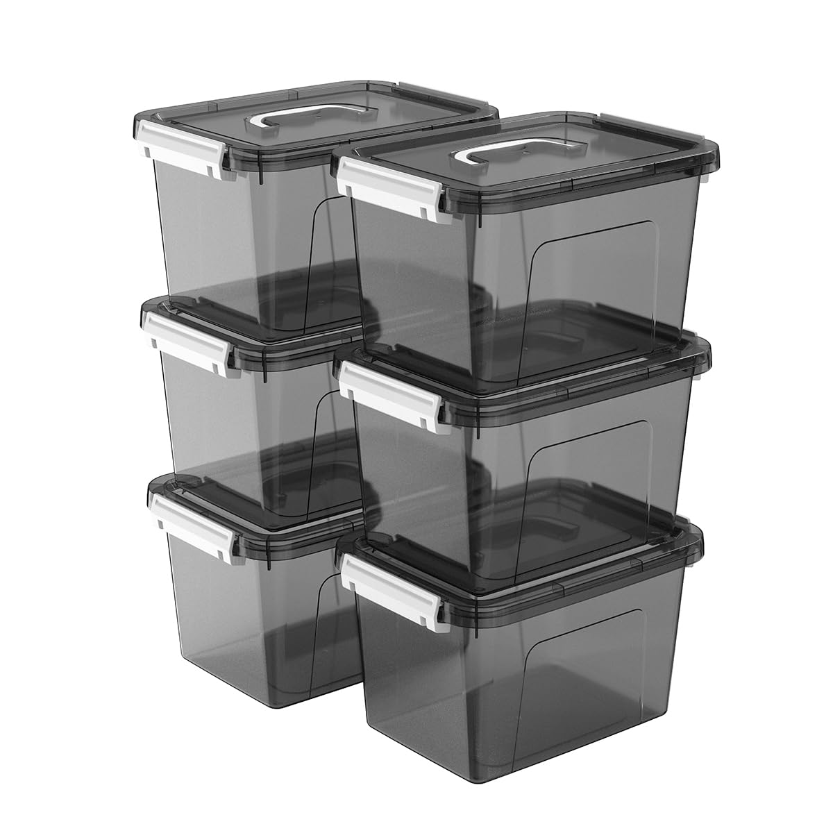 6 Quart Clear Storage Latch Box/Bins, 6-Pack Plastic Container with Latches and Lid
