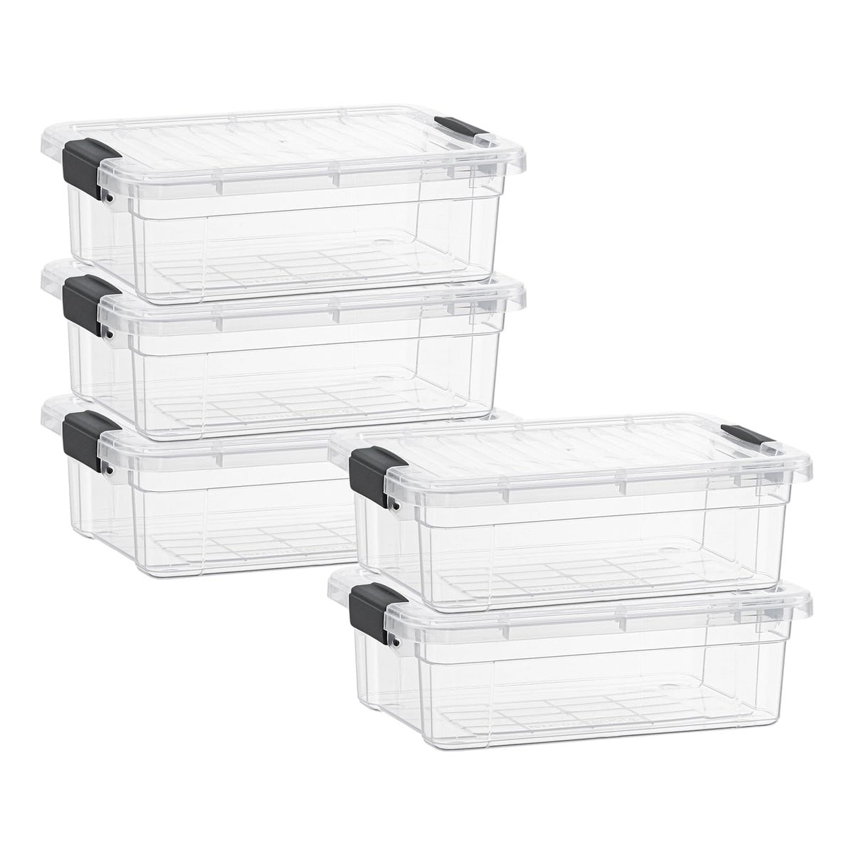 Superio Clear Plastic Storage Bins with Lid, 4.5 Quart Box, Organizing Containers, Stackable Plastic Tote for Home, Garage, Dorm, School, and Office