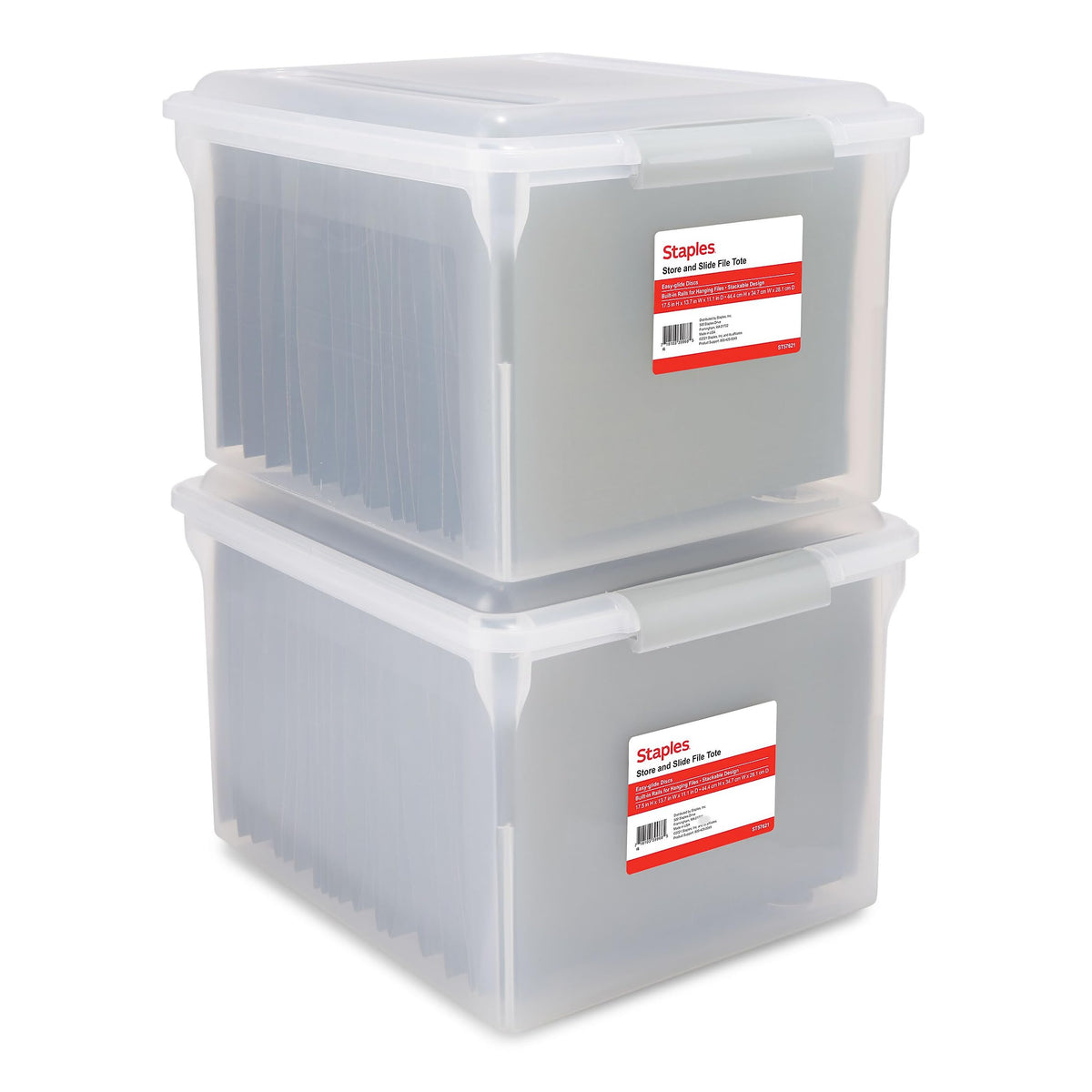 Staples Hanging File Folder Box, Storage Bin Organizer, Snap Lid, Clear