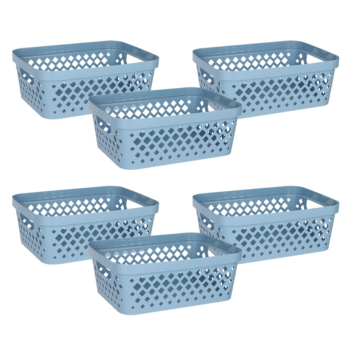 Glad Plastic Baskets for Organizing, Set of 6 | Pantry Storage for Under Counter, Linen Closet, and Bathroom | Nesting Shelf Bins with Handles, 1 Gallon, Sage