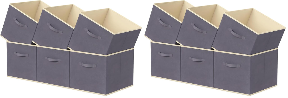 Lifewit Storage Cubes, 11 Inch Organizer Bins, 18L Gray, 12 Packs