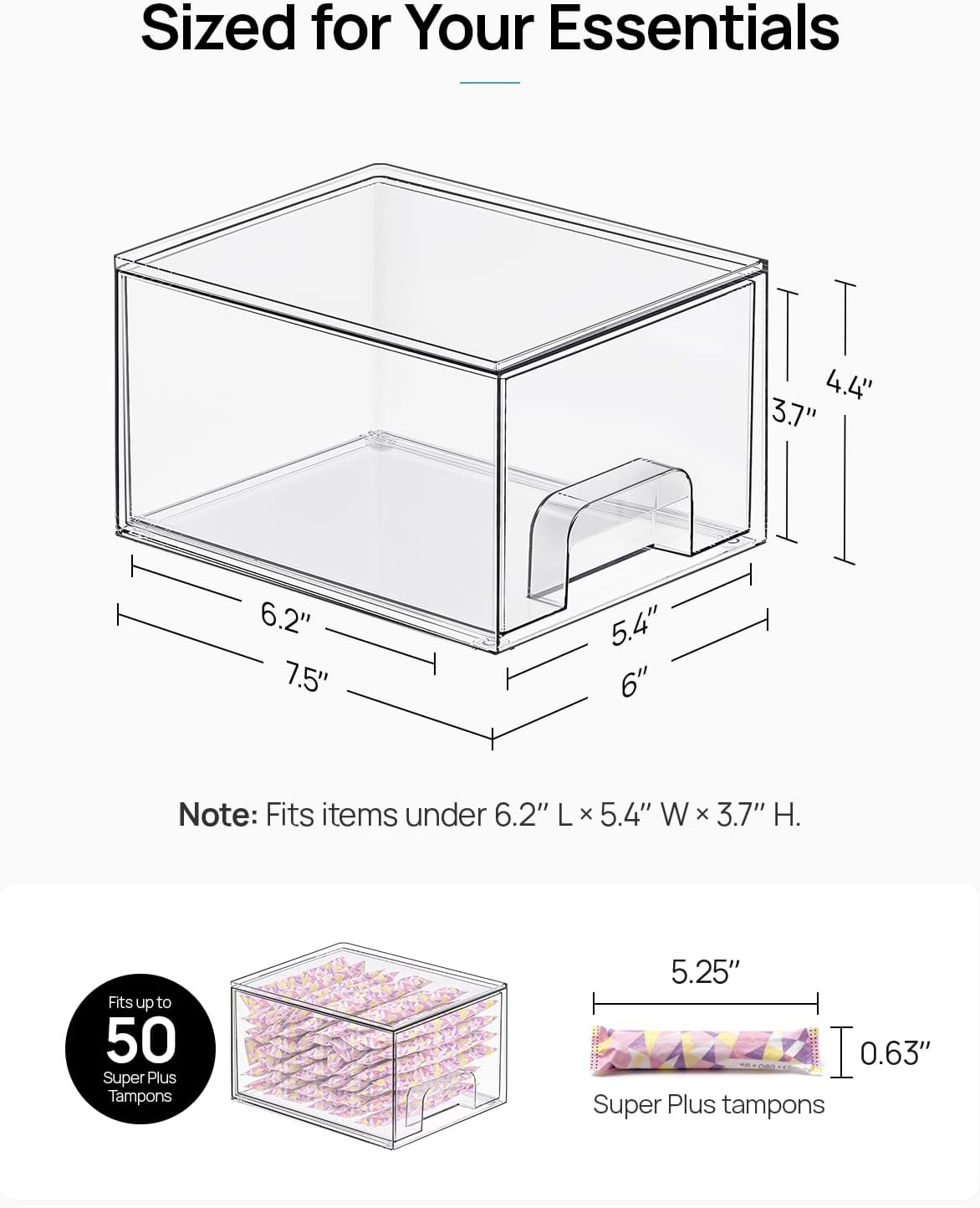 Vtopmart 6 Pack Small Clear Stackable Storage Drawers for Desk, Countertop