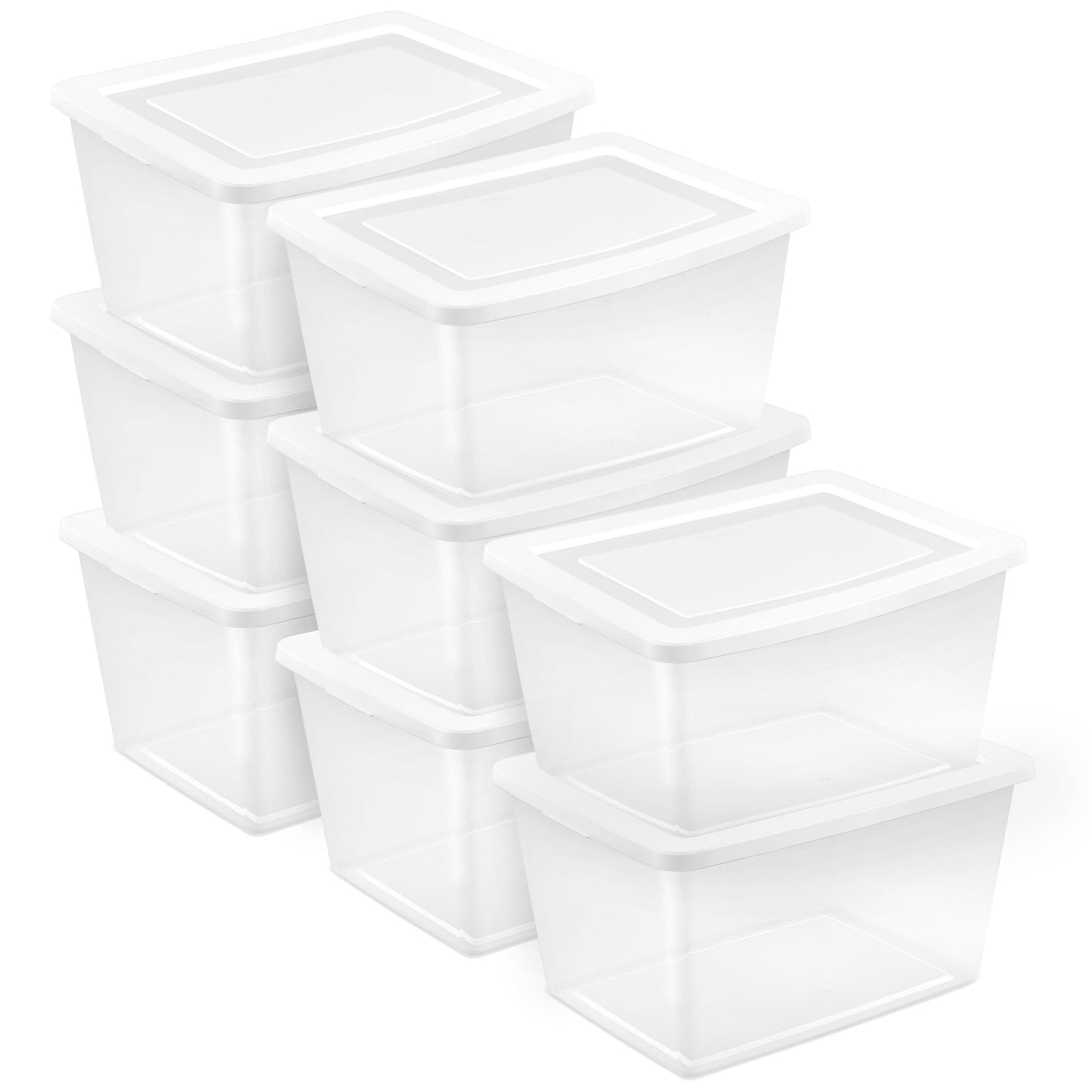 Sterilite Storage Boxes, Stackable Clear Plastic Bins, 6 Quart, 12-Pack