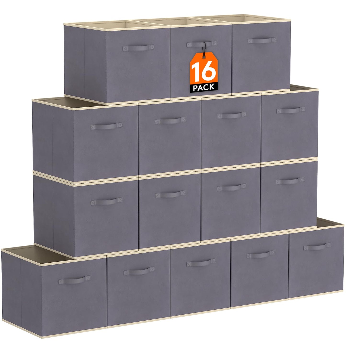 Lifewit Storage Cubes, 11 Inch Organizer Bins, 18L Gray, 12 Packs