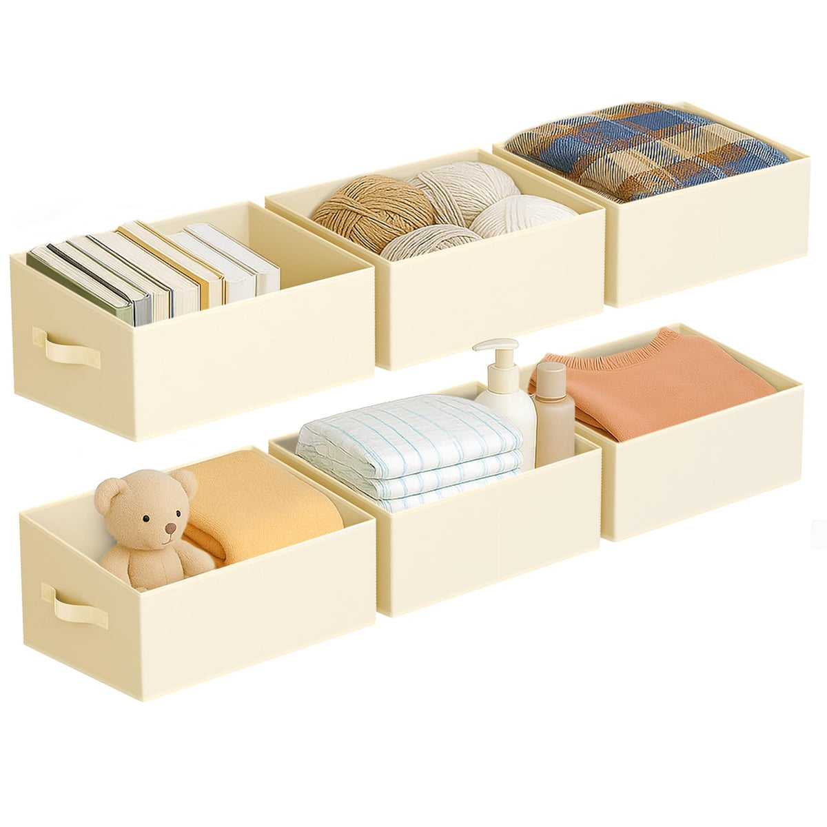 DIMJ Closet Storage Bins - Fabric Storage Baskets for Shelves, Collapsible Closet Organizers and Storage with Handles, Trapezoid Shelf Organization Storage Cubes for Purse, Toys, Books, Towel, Socks