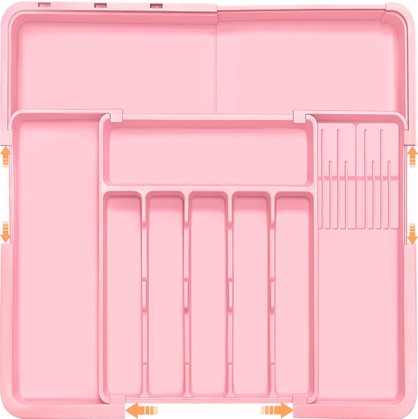 Homecor Silverware Organizer - Expandable Large Kitchen Drawer Organizer Utensil Organizer with 2 Removable Knife Blocks, 22"x 19"Cutlery Tray Drawer Dividers for Kitchen Flatware(6-9 Slots) (Black)