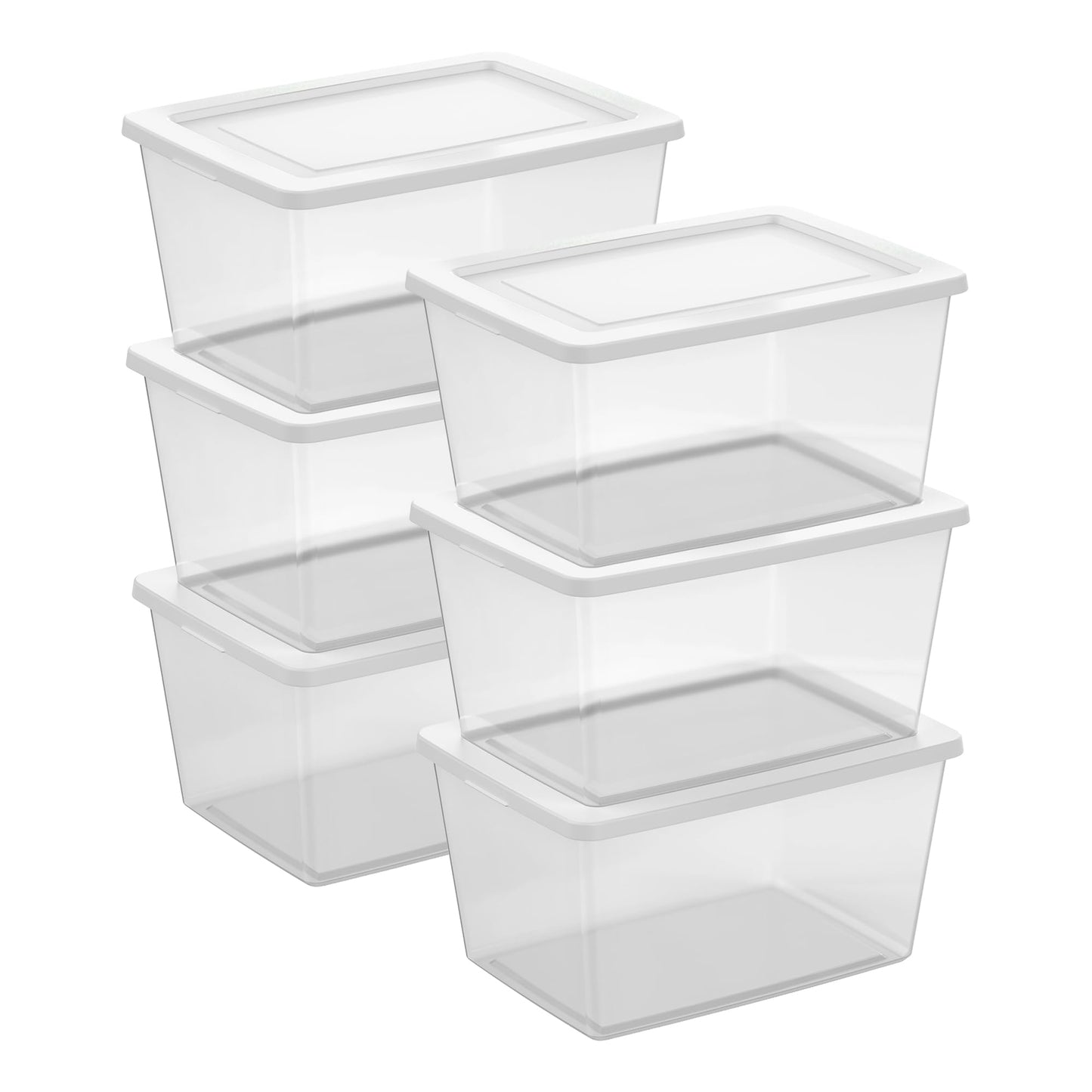 Sterilite Storage Boxes, Stackable Clear Plastic Bins, 6 Quart, 12-Pack