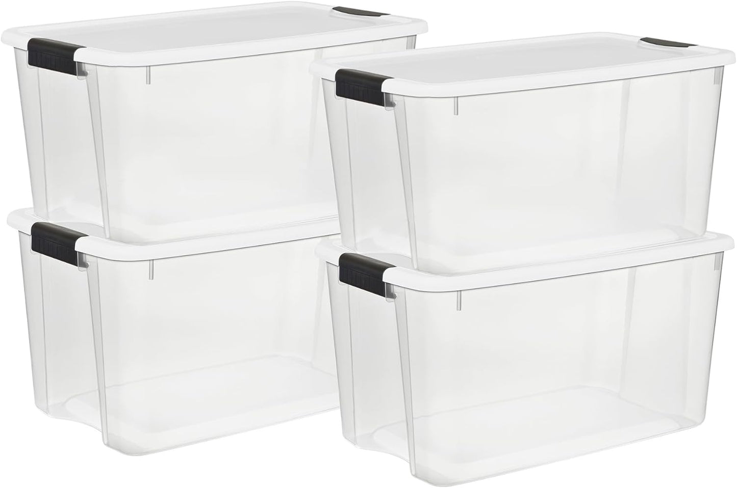 Sterilite Ultra Latch Box with Lids for Home and Office, 70 Quart, 4-Pack