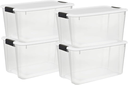 Sterilite Ultra Latch Box with Lids for Home and Office, 70 Quart, 4-Pack