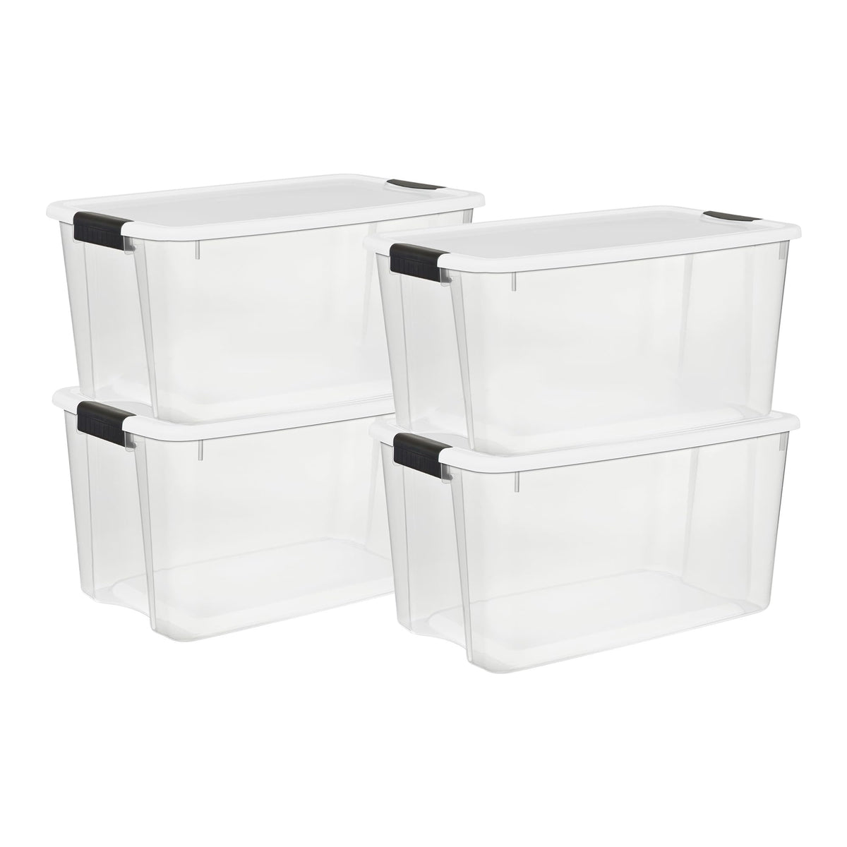Sterilite Ultra Latch Box with Lids for Home and Office, 70 Quart, 4-Pack