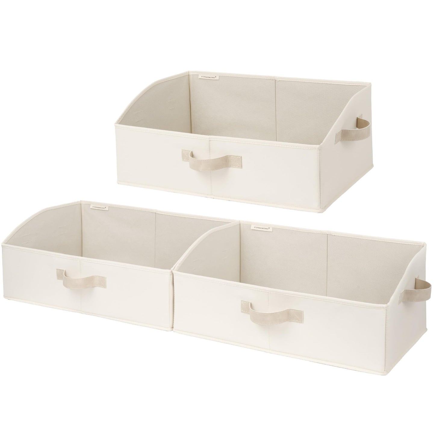 StorageWorks Closet Storage Bins, Beige(Cotton-linen), Medium, 3-Pack