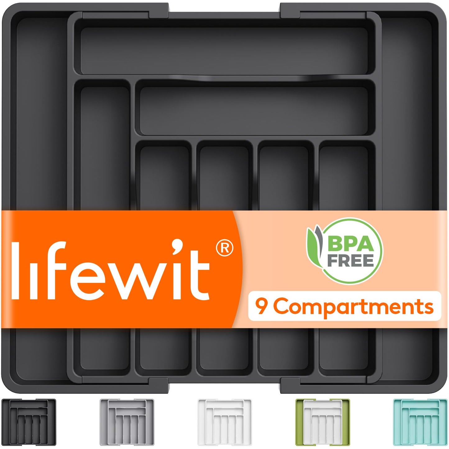 Lifewit Expandable Silverware Drawer Organizer, Kitchen Utensil Tray
