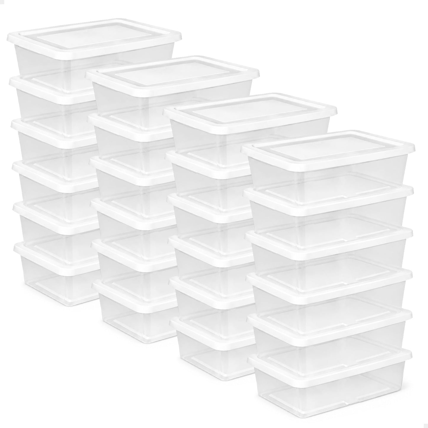 Sterilite Storage Boxes, Stackable Clear Plastic Bins, 6 Quart, 12-Pack