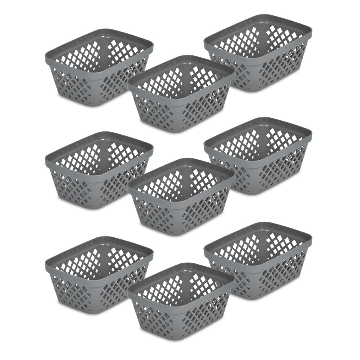 Glad Plastic Storage Basket Set - Multipurpose Drawer Trays, Kitchen Pantry Containers, and Bathroom Bins - 6 Pack Medium Organizers, Grey