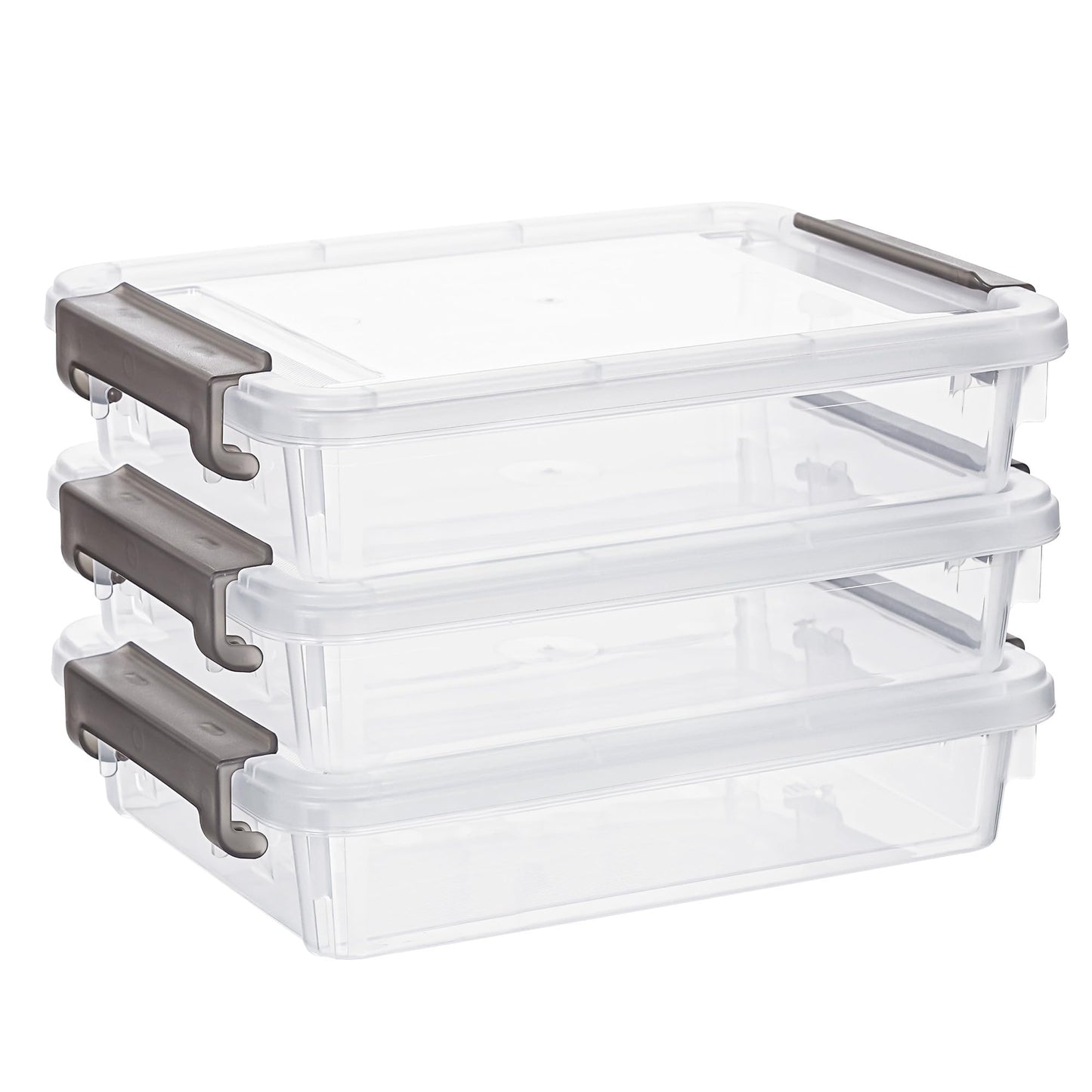 Citylife 3PC Storage Bins with Lids, Stackable Plastic Box, Paper Storage