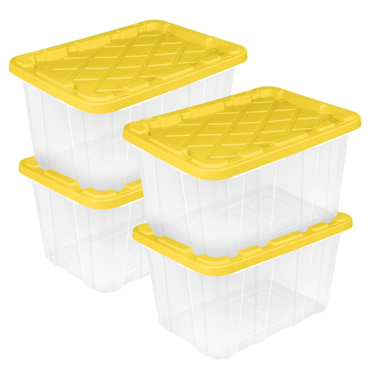 Sterilite Industrial Storage Tote with Lids for Garage, 27 Gallon, 4-Pack