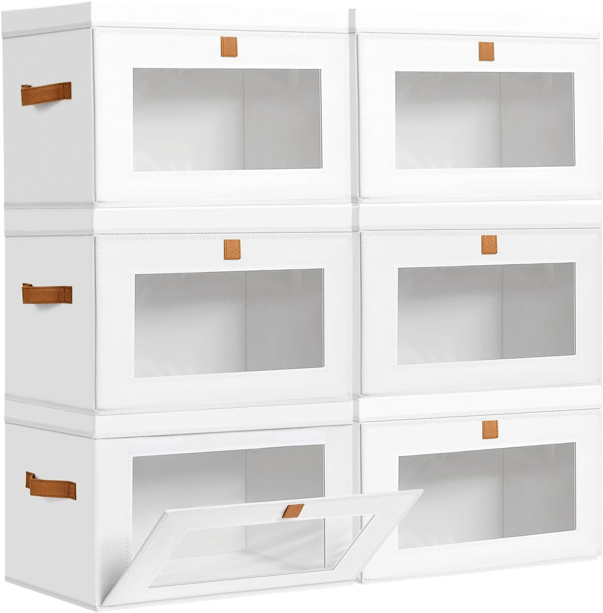 DIMJ Storage Bins with Lids - 4 Pack Large Fabric Closet Organizer with Window & Handles, Collapsible Decorative Storage Boxes for Shelves Under Bed, Books Clothes Blankets Sweaters Organization